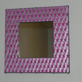 Evelyne Parguel Artwork pink silver mirror, 2015 Leather, Home
