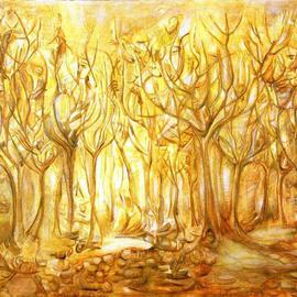 Lucia Timis: 'Forest 01', 2004 Oil Painting, Landscape. 