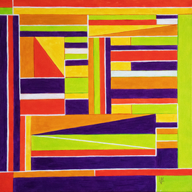 Ludmilla Wingelmaier: 'yellow and colorful ways', 2022 Acrylic Painting, Abstract. Artist Description: Geometric abstraction gives clarity to the thoughts and bright colors fill the soul with emotions. Thanks to the interplay of geometry and yellow surfaces, a harmony is created on the canvas and in space. The painting can be hung up. For shipping, the painting is carefully packed in ...