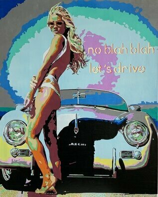 Ludo Knaepkens: 'no blah blah', 2022 Acrylic Painting, Automotive. Popart: acryl on canvas...
