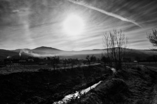 Bernhard Luettmer: 'This morning IV', 2009 Black and White Photograph, Landscape.          Landscape in Tuscany/ Landscape, italy, tuscany, morning, totady, tree,         ...