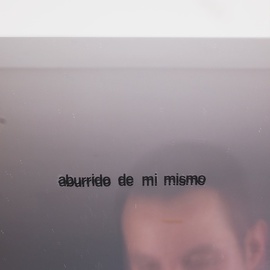 Luis Guillermo Ram�rez Ezquerra: 'aburrido de mi mismo', 2011 Acrylic Painting, Death. Artist Description:  espejo y texto en vinil  ...