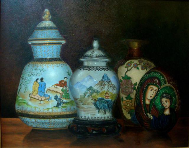 Artist Luiz Henrique Azevedo. 'Vases' Artwork Image, Created in 2010, Original Painting Oil. #art #artist