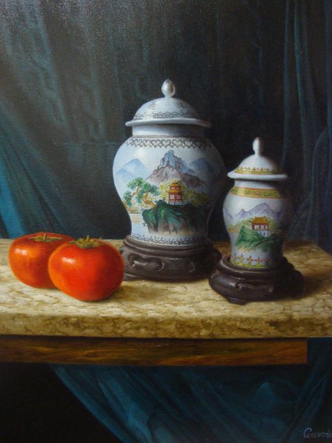 Artist Luiz Henrique Azevedo. 'Vases And Khakis' Artwork Image, Created in 2013, Original Painting Oil. #art #artist