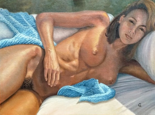 Artist Luiz Henrique Azevedo. 'Lying Nude' Artwork Image, Created in 2019, Original Painting Oil. #art #artist