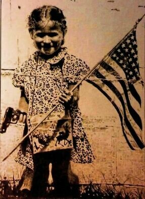 Luke Ryan: 'red state girl', 2022 Pencil Drawing, Political. Red State Girl. . . a child . . a gun. . . the American flag. . . a sad commentary...