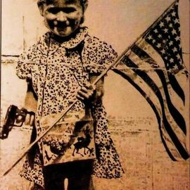 Luke Ryan: 'red state girl', 2022 Pencil Drawing, Political. Artist Description: Red State Girl. . . a child . . a gun. . . the American flag. . . a sad commentary...