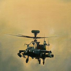 Tom Lund-lack: 'Apache Rising', 2008 Oil Painting, Aviation. Artist Description: I painted this because I was fascinated by its sinister shape it is just so brutally evil looking it can have only one purpose, which is why I have called it Killing Machine...