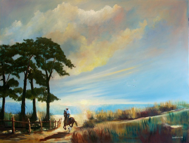 Tom Lund-Lack  'Evening Ride', created in 2010, Original Painting Ink.