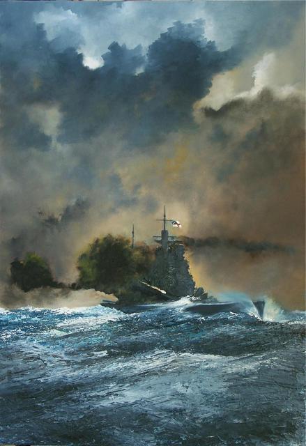 Artist Tom Lund-Lack. 'HMS Duke Of York' Artwork Image, Created in 2005, Original Painting Ink. #art #artist