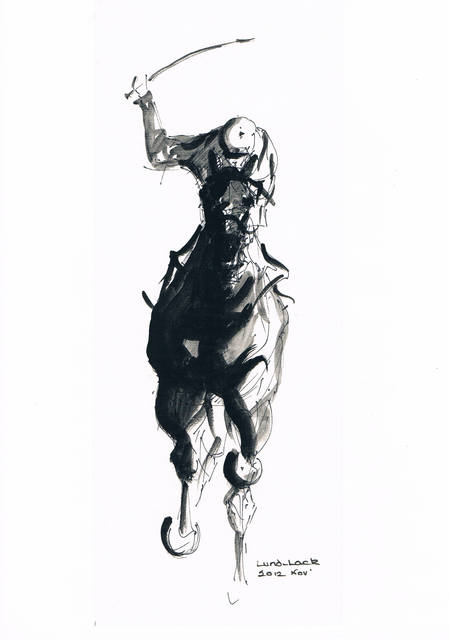 Tom Lund-Lack  'Jockey Study No 2', created in 2012, Original Painting Ink.