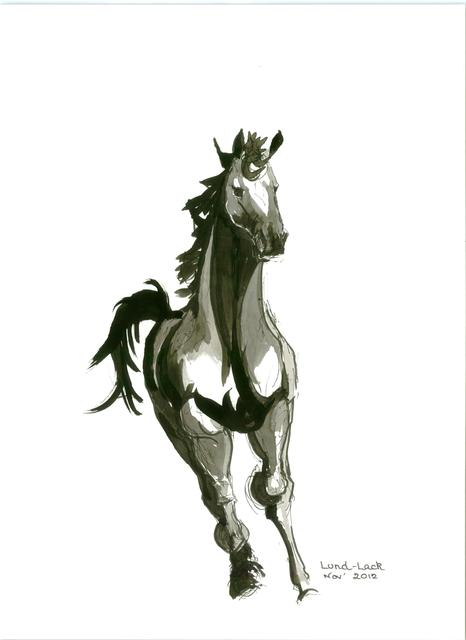 Artist Tom Lund-Lack. 'Running Horse No 3' Artwork Image, Created in 2012, Original Painting Ink. #art #artist