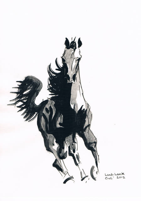 Artist Tom Lund-Lack. 'Running Horse No 2' Artwork Image, Created in 2012, Original Painting Ink. #art #artist