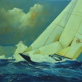 Tom Lund-lack Artwork Squall off the Needles, 2010 Oil Painting, Sailing