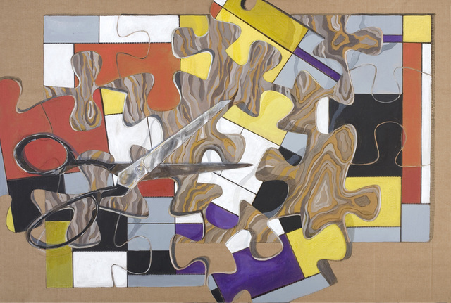 Artist Lucille Rella. 'Homage To Mondrian' Artwork Image, Created in 2009, Original Drawing Pastel. #art #artist