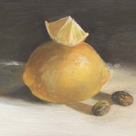 Lucille Rella: 'Lemon Wedge', 2007 Oil Painting, Still Life. 