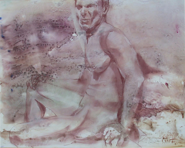 Artist Lucille Rella. 'Male Nude Seated ' Artwork Image, Created in 2010, Original Drawing Pastel. #art #artist