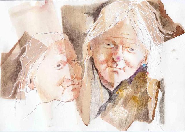 Artist Lucille Rella. 'Old Woman' Artwork Image, Created in 2004, Original Drawing Pastel. #art #artist