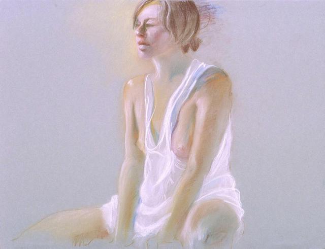 Artist Lucille Rella. 'Olivea In White' Artwork Image, Created in 2004, Original Drawing Pastel. #art #artist
