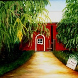 Lora Vannoord: 'Barn', 2010 Oil Painting, Landscape. Artist Description: Original oil painting on masonite of a red barn in Coopersville, Michigan. The big shade tree and a straw for sale sign makes an Americana scene that is Michigan. Many of the old masters painted on masonite. It was a wonderful surface for oil painting. I enjoyed it ...