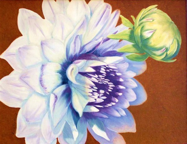 Artist Lora Vannoord. 'Dahlias' Artwork Image, Created in 2011, Original Painting Oil. #art #artist