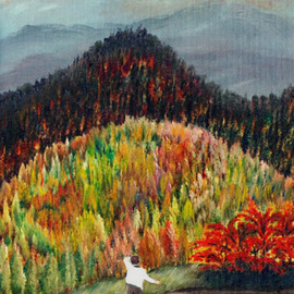 Lora Vannoord: 'Fall in Upstate New York', 2009 Oil Painting, Landscape. Artist Description:  Original oil painting of my memory of fall in upstate New York. New frame added - 2 inch wooden frame showing the natural wood grain. Now on exhibit at Marguerite' s Restaurant in Dunedin, Florida....