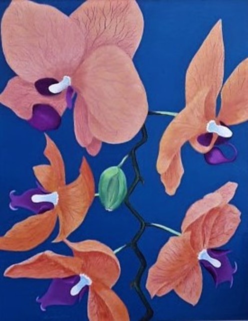 Artist Lora Vannoord. 'Five Orchids' Artwork Image, Created in 2020, Original Painting Oil. #art #artist