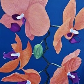 Lora Vannoord: 'Five orchids', 2020 Oil Painting, Floral. Artist Description: Original oil painting of my friend s Orchids...
