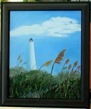 Lora Vannoord: 'Lighthouse', 2011 Oil Painting, Beach. Original oil painting using mostly a knife on canvas board.  It has a 3 inch dark brown frame.  ...