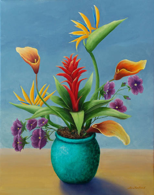 Artist Lora Vannoord. 'Sharon Flowers Arrangment' Artwork Image, Created in 2012, Original Painting Oil. #art #artist