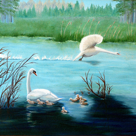Swans By Lora Vannoord