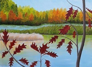 Lora Vannoord: 'The Wickham Marsh', 2020 Oil Painting, Landscape. Original oil painting of a marsh in New York, next to Lake Champlain.  The fall colors are in their best display here when viewing from the road. ...