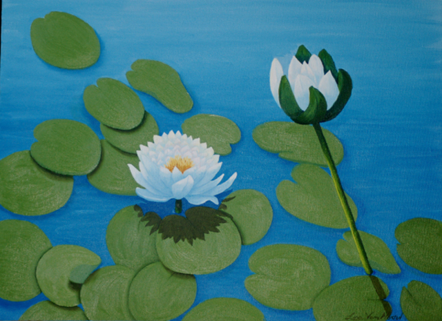 Artist Lora Vannoord. 'Water Lilies' Artwork Image, Created in 2012, Original Painting Oil. #art #artist