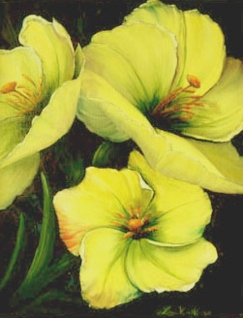Lora Vannoord  'Yellow Flowers 1', created in 2009, Original Painting Oil.