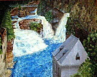 Lora Vannoord: 'ausable chasm', 2023 Oil Painting, Landscape. Original oil painting on canvas of the Ausable Chasm in upstate New York. Inspired by a spring of heavy rains and snow melting from the Adirondack Mountains. This caused floods and the rush of water through the Chasm. ...