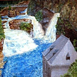 Lora Vannoord: 'ausable chasm', 2023 Oil Painting, Landscape. Artist Description: Original oil painting on canvas of the Ausable Chasm in upstate New York. Inspired by a spring of heavy rains and snow melting from the Adirondack Mountains. This caused floods and the rush of water through the Chasm. ...