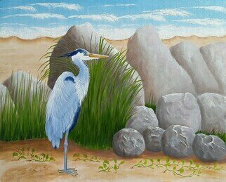 Lora Vannoord: 'great blue heron', 2023 Oil Painting, Birds. Original oil painting on canvas board of a Great blue Heron  on the east coast of Florida.  ...