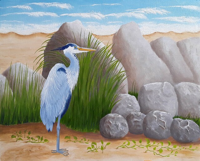 Lora Vannoord  'Great Blue Heron', created in 2023, Original Painting Oil.