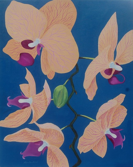 Lora Vannoord  'Peach Orchids', created in 2018, Original Painting Other.