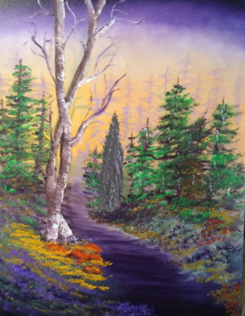 Artist Leonard Parker. 'Misty Forest Landscape' Artwork Image, Created in 2016, Original Painting Oil. #art #artist