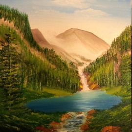 Mountain Falls Lake and Landscape By Leonard Parker