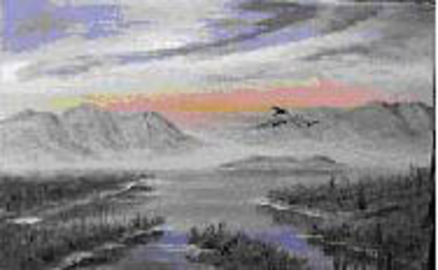 Artist Leonard Parker. 'Mountains Reeds' Artwork Image, Created in 1994, Original Painting Oil. #art #artist