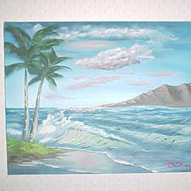Leonard Parker: 'The Islands', 1990 Oil Painting, Seascape. 