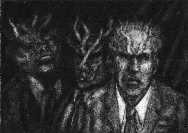 Artist Lynette Vought. 'Administrative Oni' Artwork Image, Created in 2007, Original Drawing Charcoal. #art #artist