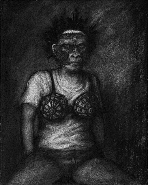 Artist Lynette Vought. 'The Fitting Room' Artwork Image, Created in 2007, Original Drawing Charcoal. #art #artist