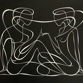 Lyudmila Kogan: 'A Moment of Hesitation', 2010 Other Drawing, Abstract Figurative. Artist Description:  Scratchboard art...
