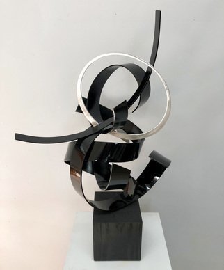 Mac Worthington: 'dancing alone', 2021 Aluminum Sculpture, Abstract. Table Top SculptureWelded with a high polish brush finish painted high gloss pitch black.Available. Signed   dated. Certificate of Authenticity.Delivery   shipping availableStudio: 5935 Houseman Rd, historic Ostrander, Ohio.For further information on this piece or to discuss a custom design please call 614 | 582 | 6788 or email: ...
