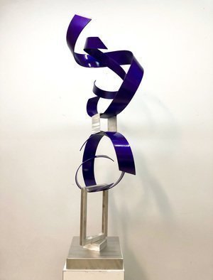 Mac Worthington: 'purple maelstrom', 2020 Aluminum Sculpture, Abstract. Welded aluminum, polished with a machine brush finish painted candy apple purple...