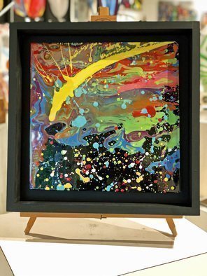 Mac Worthington: 'reaction', 2021 Acrylic Painting, Abstract. Acrylic enamel on metal shadowbox framed.Available. Signed   dated. Certificate of Authenticity. ...