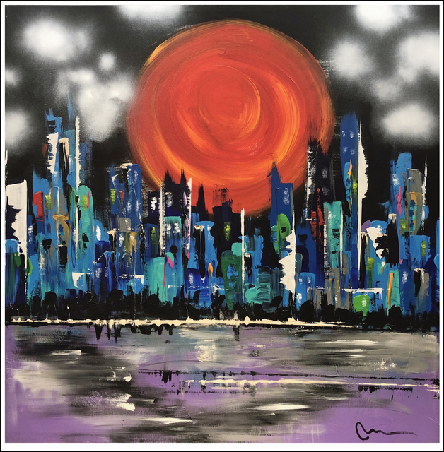 Mac Worthington  'Sunset Over Capital Square', created in 2019, Original Painting Acrylic.